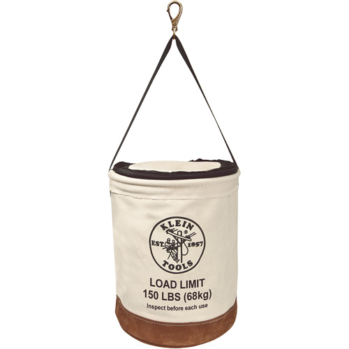Canvas Bucket with Closing Top, Canvas, 14" Dia. x 17" H, 150 lbs. Load Rating