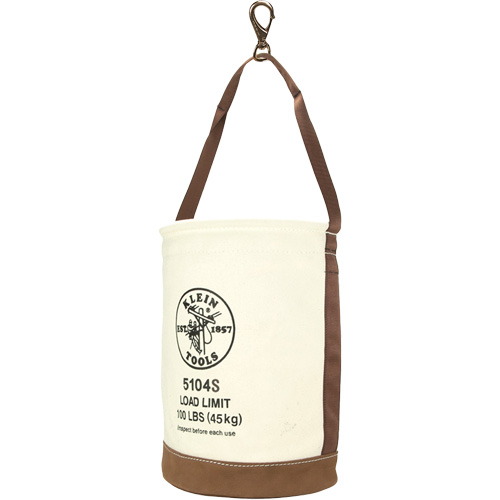 Leather-Bottom Bucket, 17" H, Canvas, White