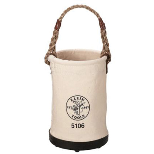 Straight-Wall Bucket, 12" L x 12" W x 15" H, Canvas, Beige