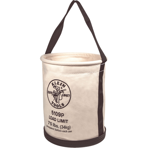 Wide Straight-Wall Bucket with Pocket & Molded Bottom, 15" H, Canvas, Natural