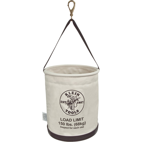 Canvas Bucket, All-Purpose with Drain Holes, Canvas, 12" Dia. x 15" H, 150 lbs. Load Rating