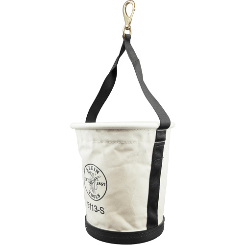 Tapered-Wall Bucket with Swivel Snap Hook, 13" H, Canvas, Natural