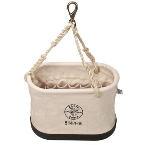 Oval Bucket, Canvas, 15 Pockets, Natural