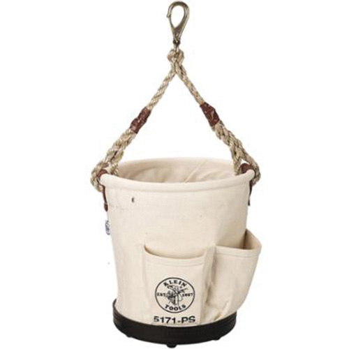 Tapered-Wall Bucket, 12" L x 9" W x 12" H, Canvas, Natural
