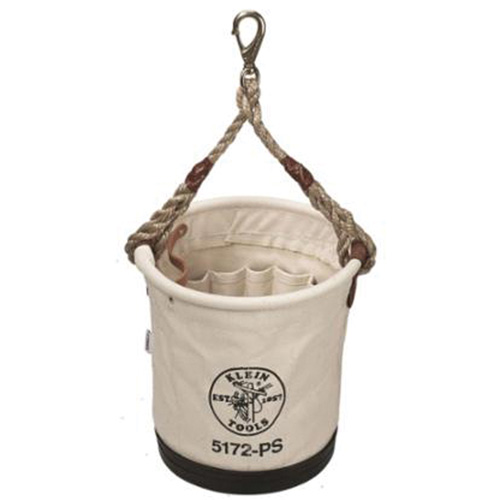 Tapered-Wall Bucket, 12" L x 9" W x 12" H, Canvas, Natural