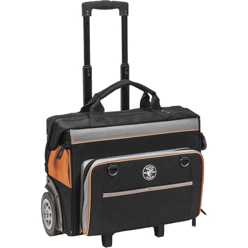 Tradesman Pro™ Rolling Tool Bag, Ballistic Polyester, 24 Pockets, Black/Orange