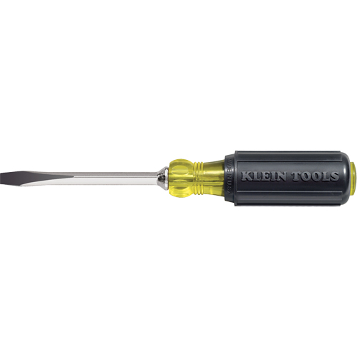 Heavy-Duty Slot Keystone Screwdriver, 1/4", 8-11/32" L, Cushion Grip Handle
