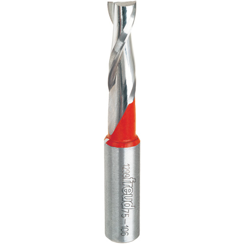 Up Spiral Router Bit, 3/8" Dia., 1-1/4" Carbide Height, 3" L, 1/2" Shank