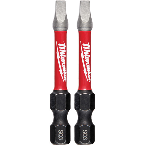 Shockwave™ Impact Power Bits, Square, #3 Tip, 1/4" Drive Size, 2" Length