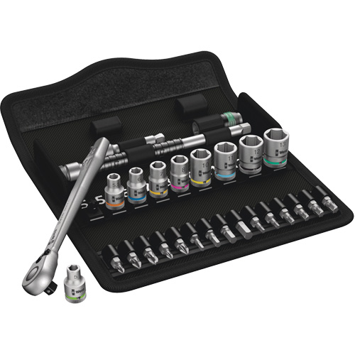Zyklop Metric Metal Ratchet with Switch Lever Set, 28 Pcs, 1/4" Drive Size