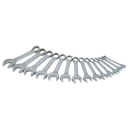 Stubby Wrench Set, Combination, 14 Pieces, Metric