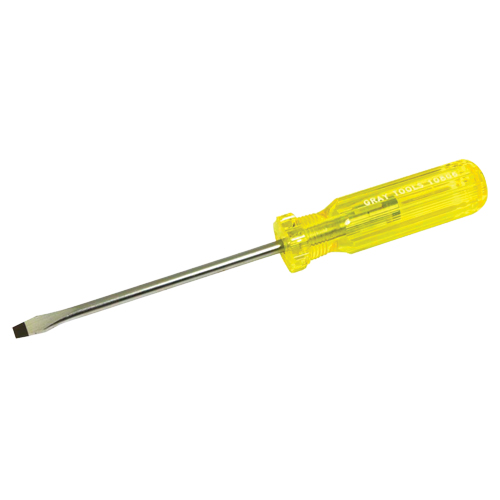 Slotted Screwdriver, 1/4", 9-7/16" L, Plastic Handle