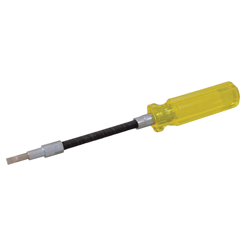 Flexible Slotted Screwdriver, 3/16" Tip, Round, 7-1/2" L, Plastic Handle