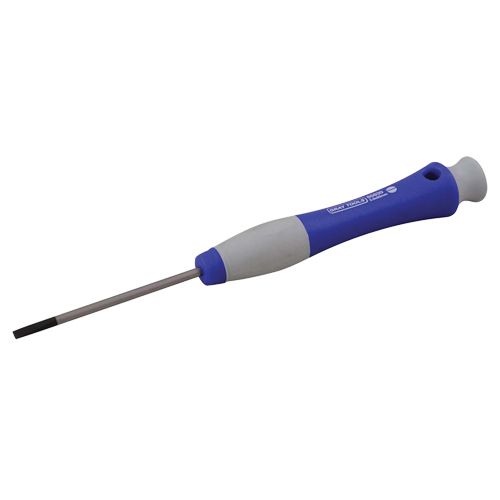 Slotted Precision Screwdriver, 9/64" Tip, Round, 6-1/2" L, Plastic Handle