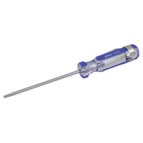 Slotted Screwdriver, 1/8" Tip, Round, 5-1/2" L, Plastic Handle