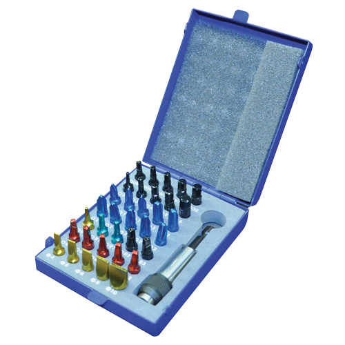 Color Insert Bit Set In Metal Case, 36 Pcs., Hex/Phillips/Slotted/Square Recess