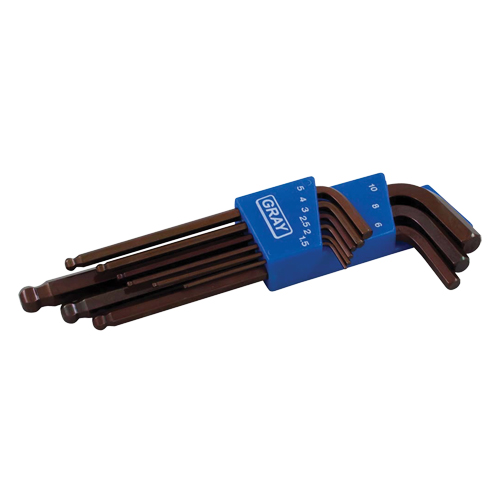 Long Arm Ball Hex Key Set, 9 Pcs., Metric