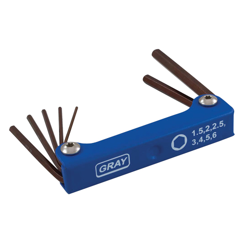 Folding Hex Key Set, 7 Pcs., Metric
