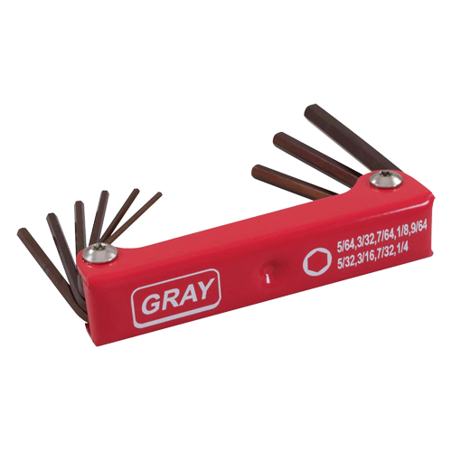 Folding Hex Key Set, 9 Pcs., Imperial