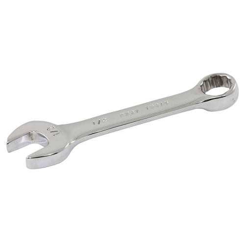Stubby Combination Wrench, 12 Point, 1/2", Chrome Finish