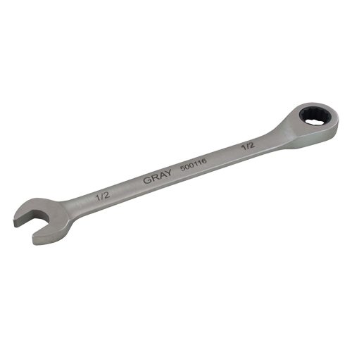 Combination Fixed Head Ratcheting Wrench, 12 Point, 11/16", Stainless Steel Finish
