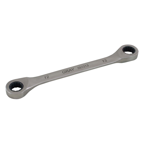 Double Box End Gear Ratcheting Wrench, 12 Point, 17 mm x 19 mm, Plain Finish