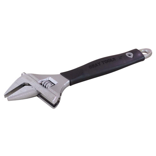 Adjustable Wrench, 8-1/4" L, 1-1/2" Max Width, Polished