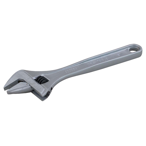 Adjustable Wrench, 12" L, 1-1/2" Max Width, Plain
