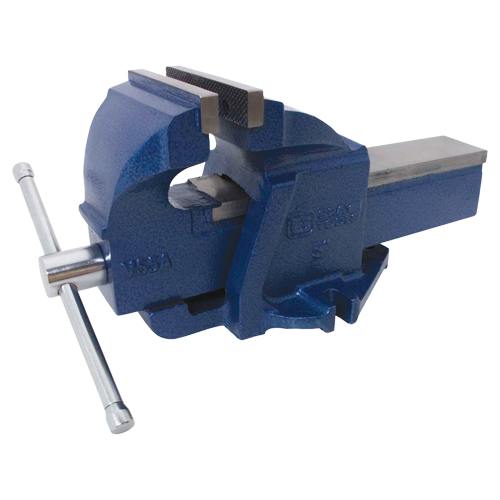 Ductile Iron Mechanics Bench Vise, 5" Jaw Width, 3-3/10" Throat Depth