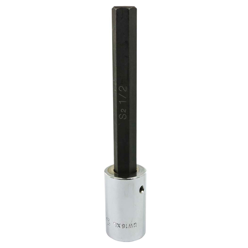 Extra Long Bit Socket, Hex, 1/2" x 5-1/2" L, 1/2" Square Drive Drive