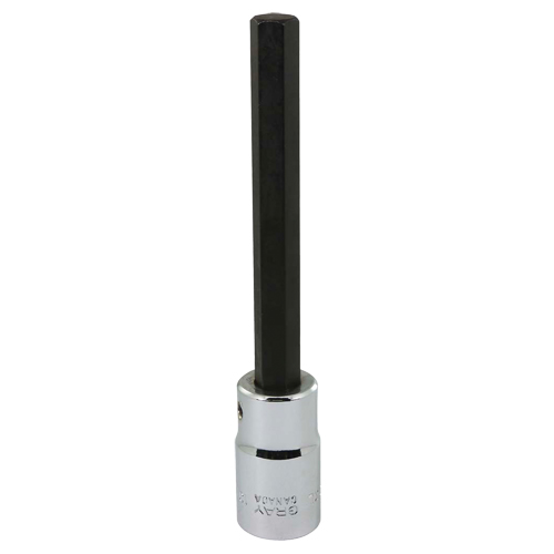 Extra Long Bit Socket, Hex, 10 mm x 128 mm L, 1/2" Square Drive Drive