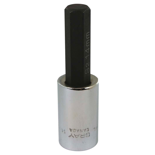 Bit Socket, Hex, 14 mm x 94 mm L, 1/2" Square Drive Drive