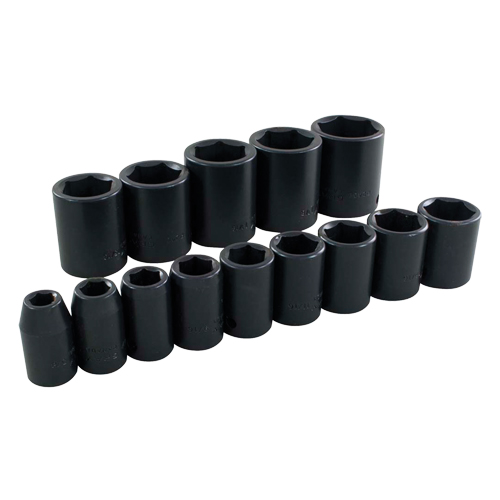 Socket Set, 14 Pcs, Impact, 1/2" Drive Size