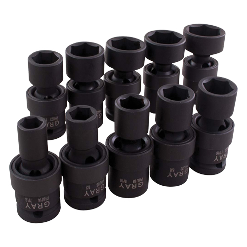 Universal Joint Socket Set, 10 Pcs, Impact, 1/2" Drive Size