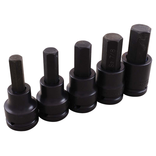 Impact Socket Set, Hex, 3/4" Drive, 5 Pcs