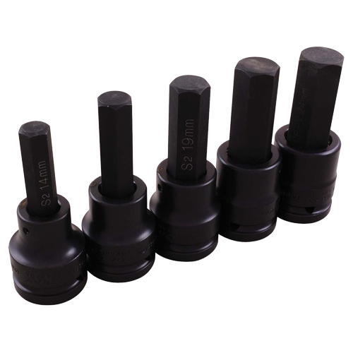 Impact Socket Set, Hex, 3/4" Drive, 5 Pcs