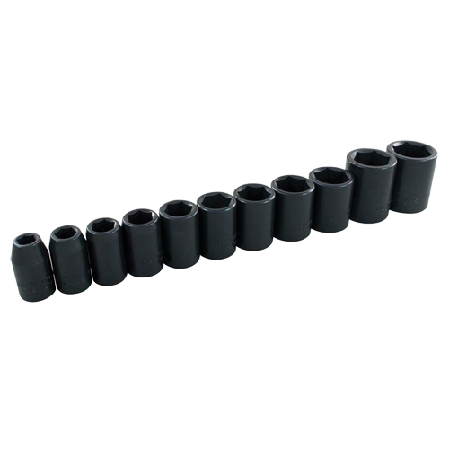 Socket Set, 11 Pcs, Impact, 1/2" Drive Size