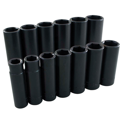 Socket Set, 13 Pcs, Impact, 1/2" Drive Size, Deep