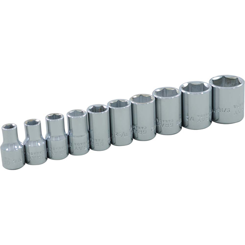 Socket Set , 10 Pcs, 1/4" Drive Size
