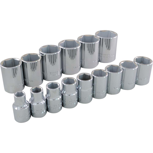 Socket Set, 15 Pcs, 1/2" Drive Size