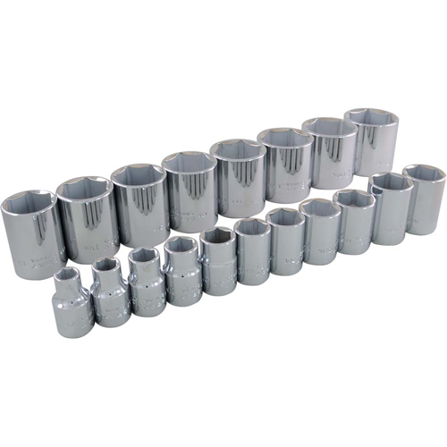 Socket Set, 19 Pcs, 1/2" Drive Size