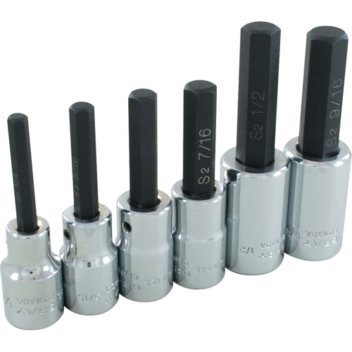 Hex Head Socket Set, Hex, 1/2" Drive, 6 Pcs