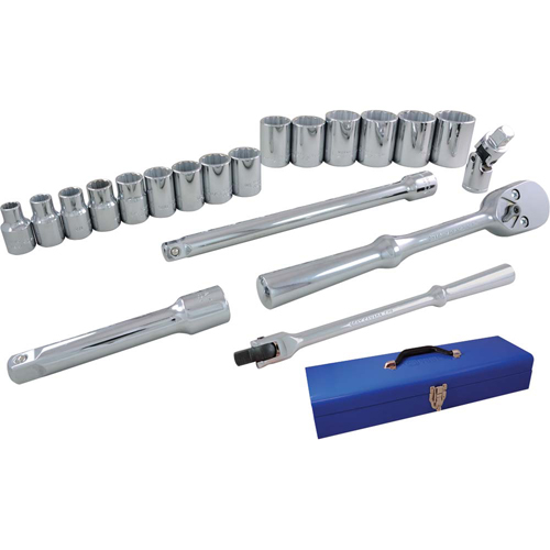 Socket & Attachment Set, 20 Pcs, 1/2" Drive Size