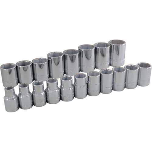 Socket Set, 19 Pcs, 1/2" Drive Size