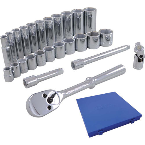 Socket & Attachment Set, 26 Pcs, 3/8" Drive Size, Deep