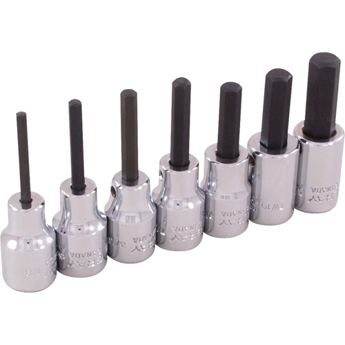 Hex Head Socket Set, Hex, 3/8" Drive, 7 Pcs