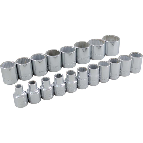 Socket Set, 19 Pcs, 3/8" Drive Size