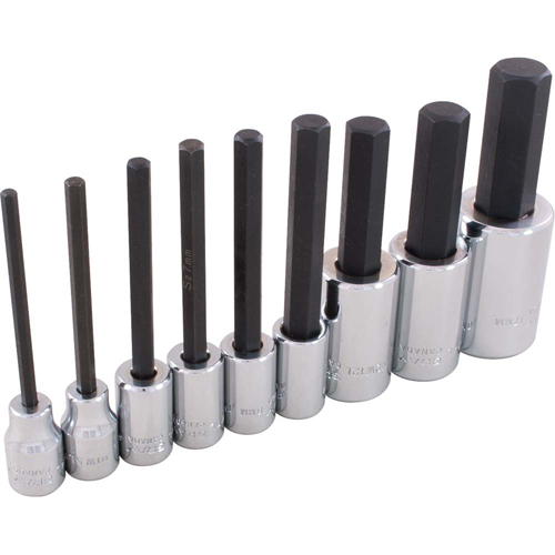 Hex Head Socket Set, Hex, 1/2"/3/8" Drive, 9 Pcs