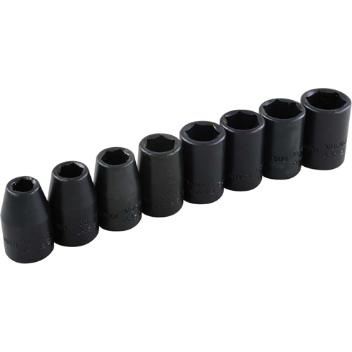 Socket Set, 8 Pcs, Impact, 3/8" Drive Size, Deep