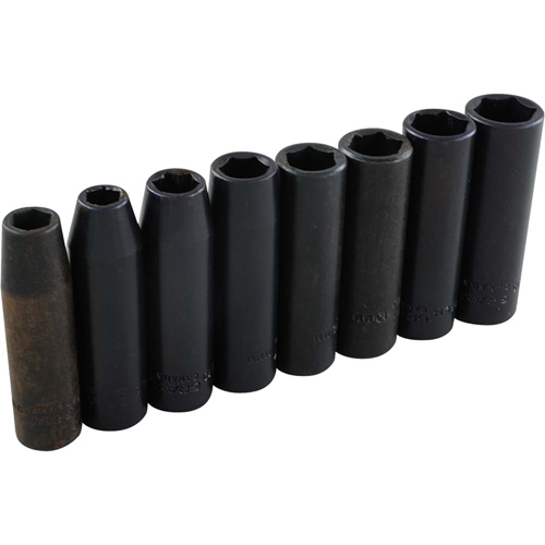 Socket Set, 8 Pcs, Impact, 3/8" Drive Size, Deep